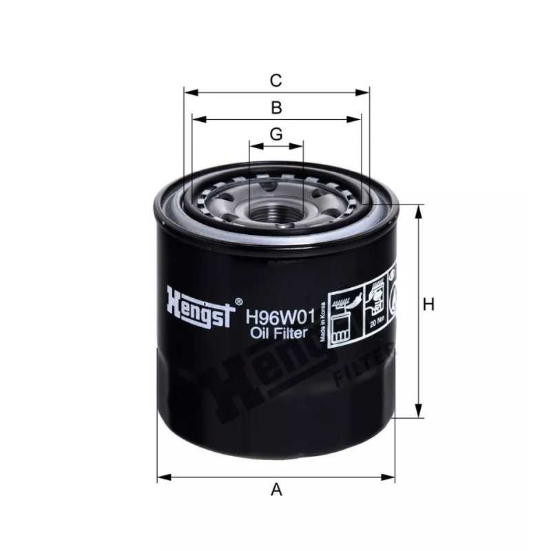 H96W01 Hengst alyvos filtras