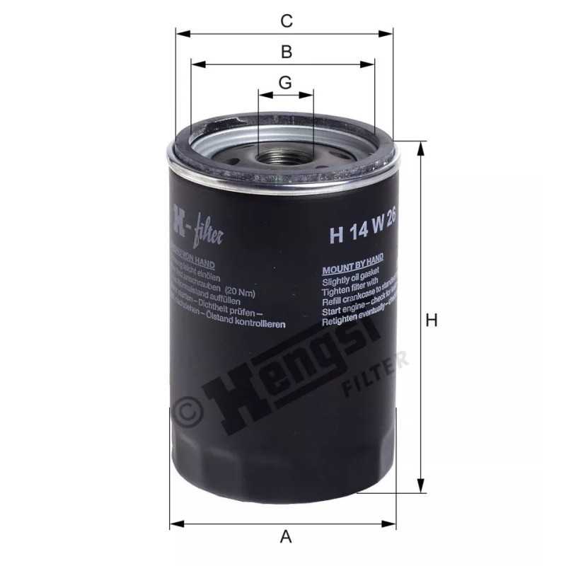 H14W26 Hengst alyvos filtras