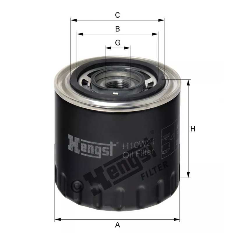 H10W21 Hengst alyvos filtras