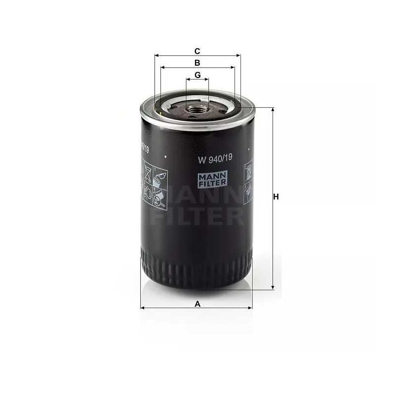 W 940/19 MANN-FILTER alyvos filtras