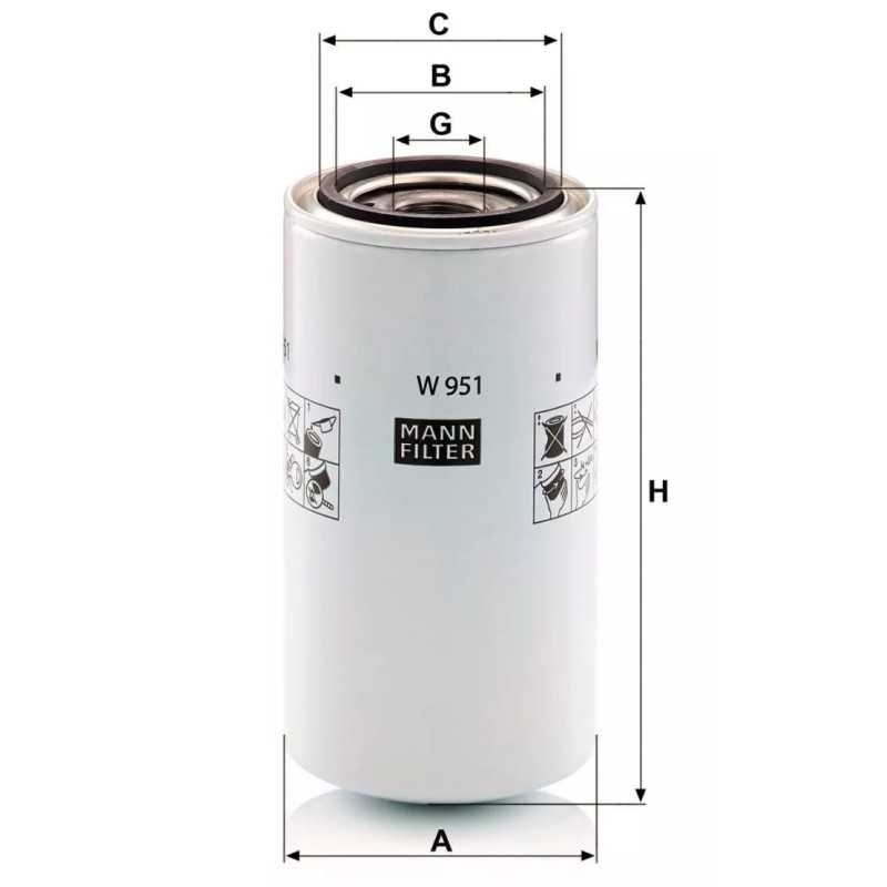 W 951 MANN-FILTER alyvos filtras