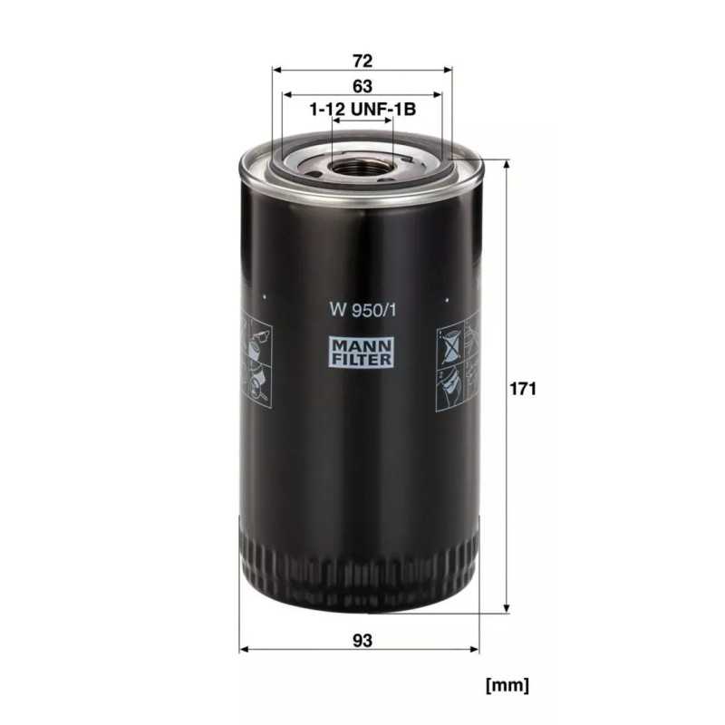 W 950/1 MANN-FILTER ALYVOS FILTRAS IVECO VOLVO