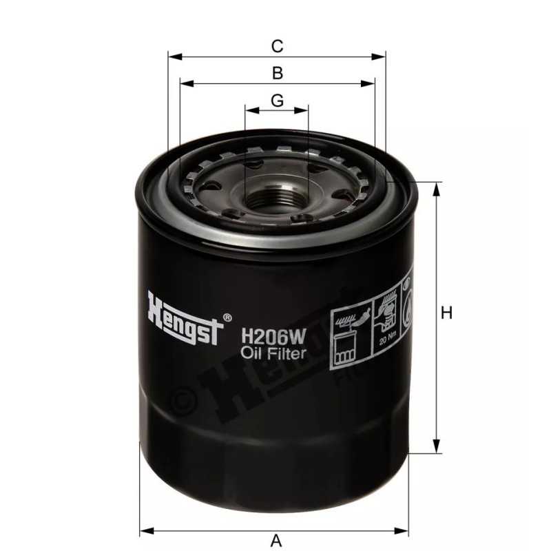H206W Hengst alyvos filtras
