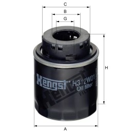 H312W01 Hengst alyvos filtras