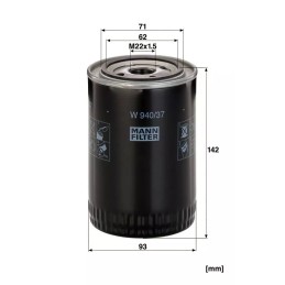 W 940/37 MANN-FILTER alyvos filtras AVIA AD100