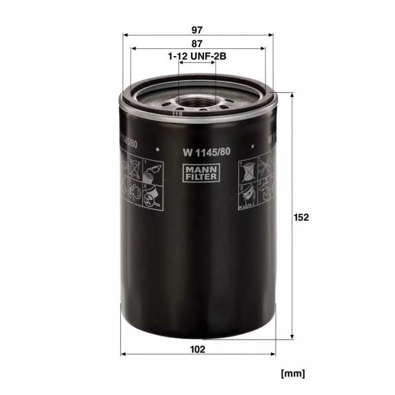 W 1145/80 MANN-FILTER alyvos filtras