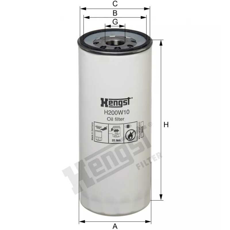 H200W10 Hengst alyvos filtras