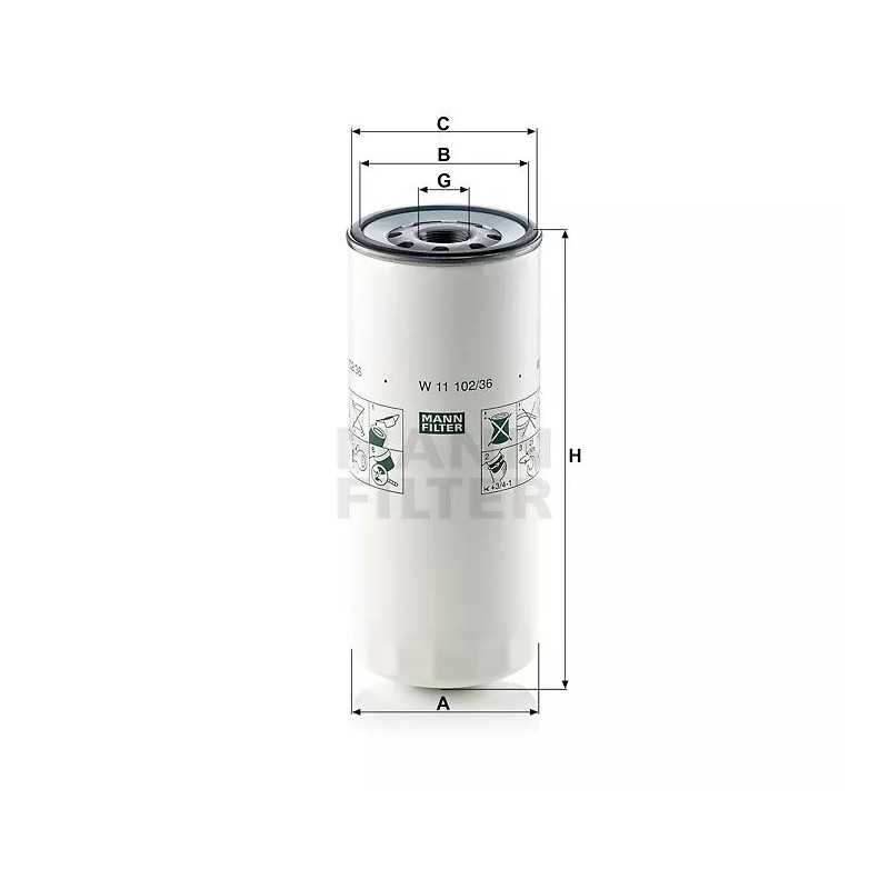 W 11102/36 MANN alyvos filtras autobusui