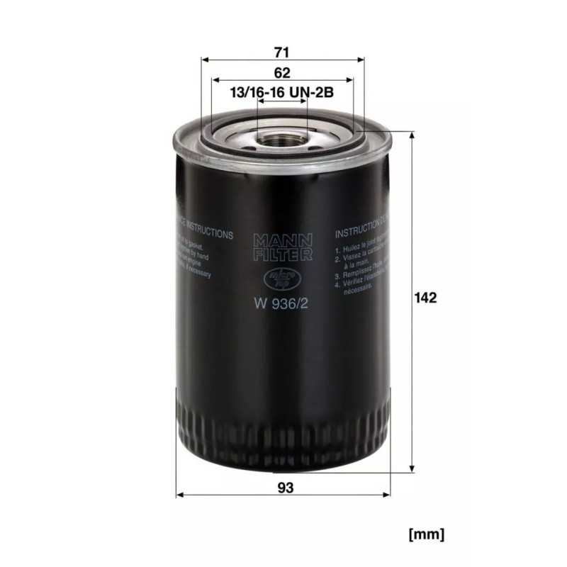W 936/2 MANN-FILTER ALYVOS FILTRAS JEEP, LANDROVER