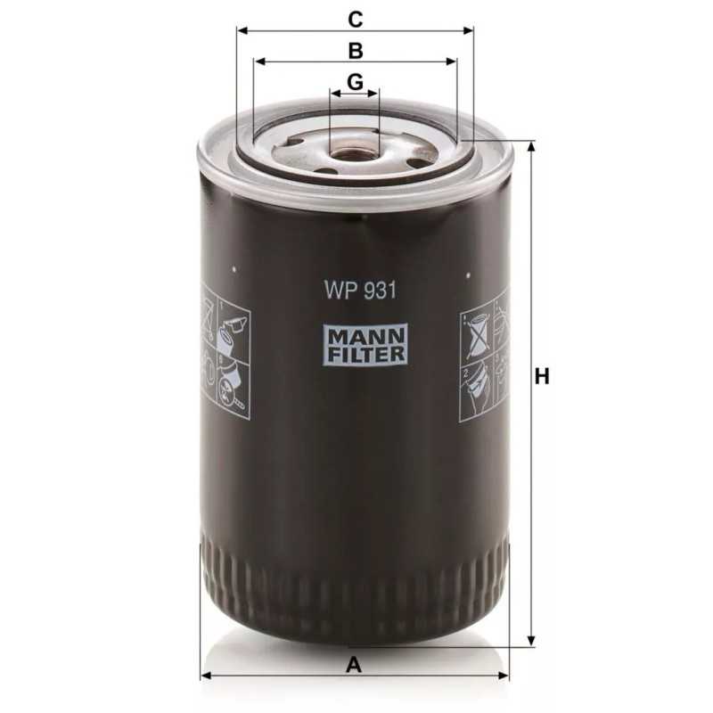 WP 931 MANN-FILTER FIAT alyvos filtras