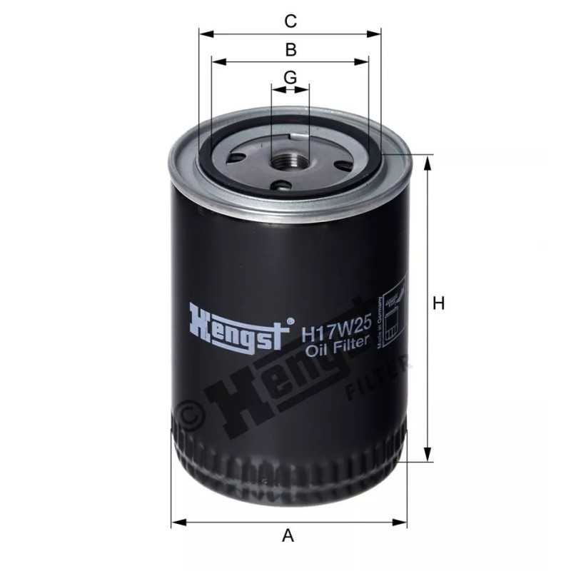 H17W25 Hengst alyvos filtras