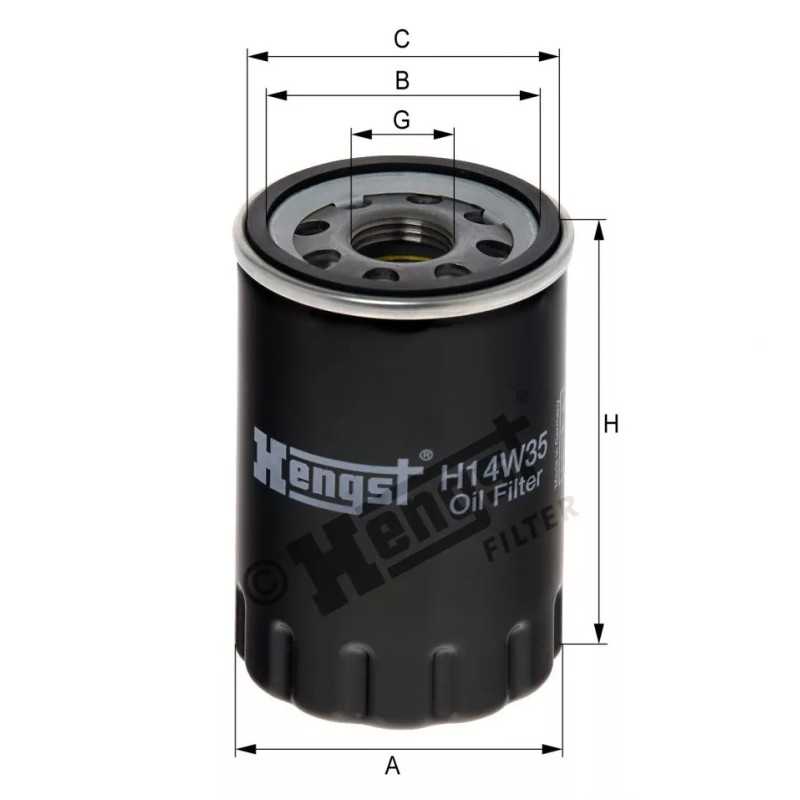H14W35 Hengst alyvos filtras