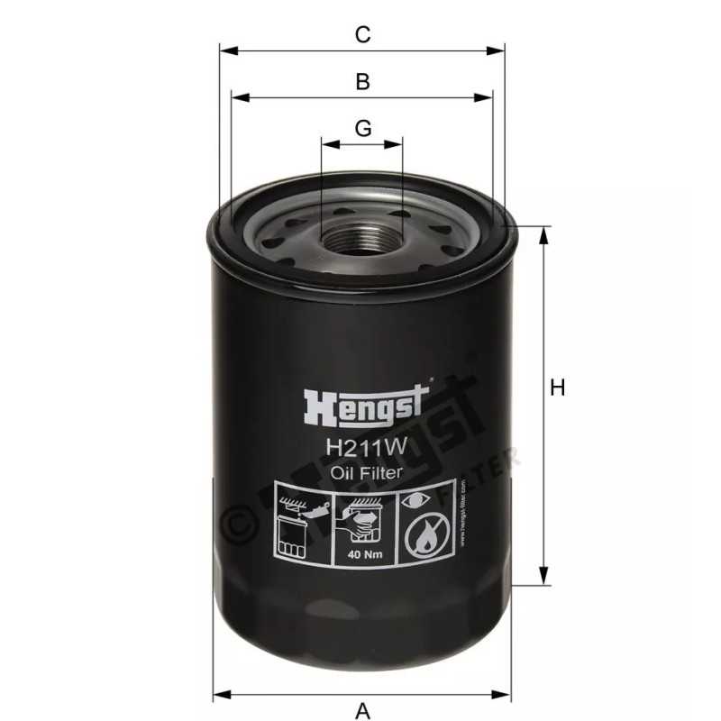 H211W Hengst alyvos filtras