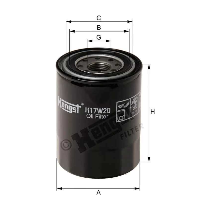 H17W20 Hengst alyvos filtras