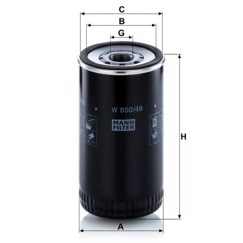 W 950/48 MANN-FILTER alyvos filtras