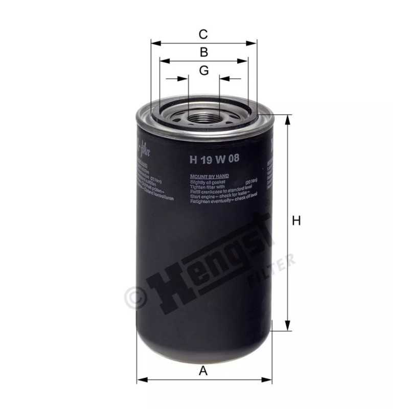H19W08 Hengst alyvos filtras