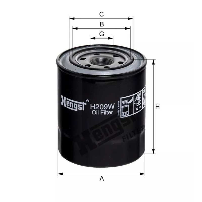 H209W Hengst alyvos filtras