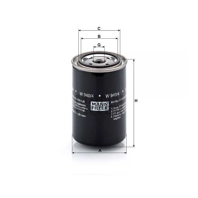 W 940/4 MANN-FILTER alyvos filtras