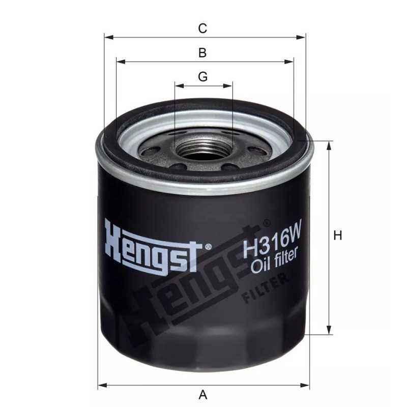 H316W Hengst alyvos filtras