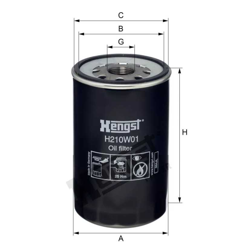 H210W01 Hengst alyvos filtras