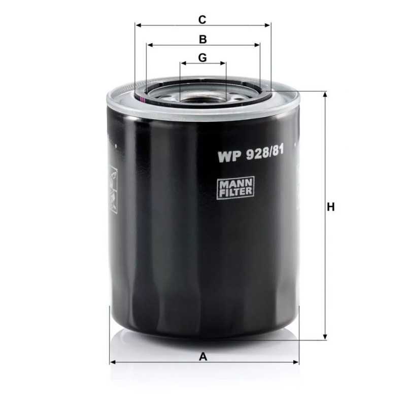 WP 928/81 MANN-FILTER alyvos filtras MITSUBISHI COLT 1