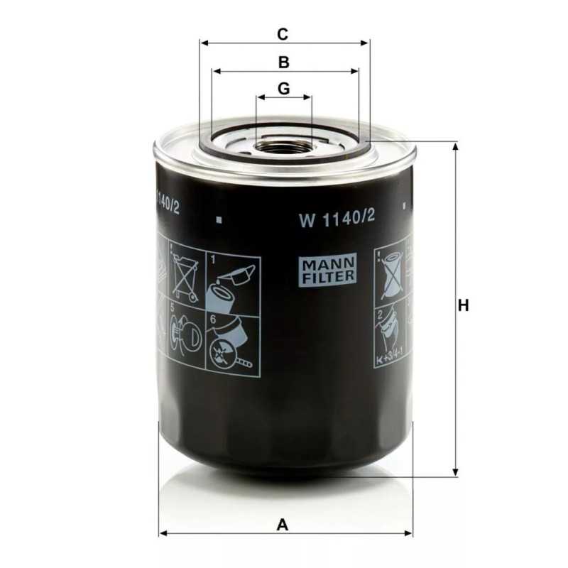 W 1140/2 MANN-FILTER alyvos filtras