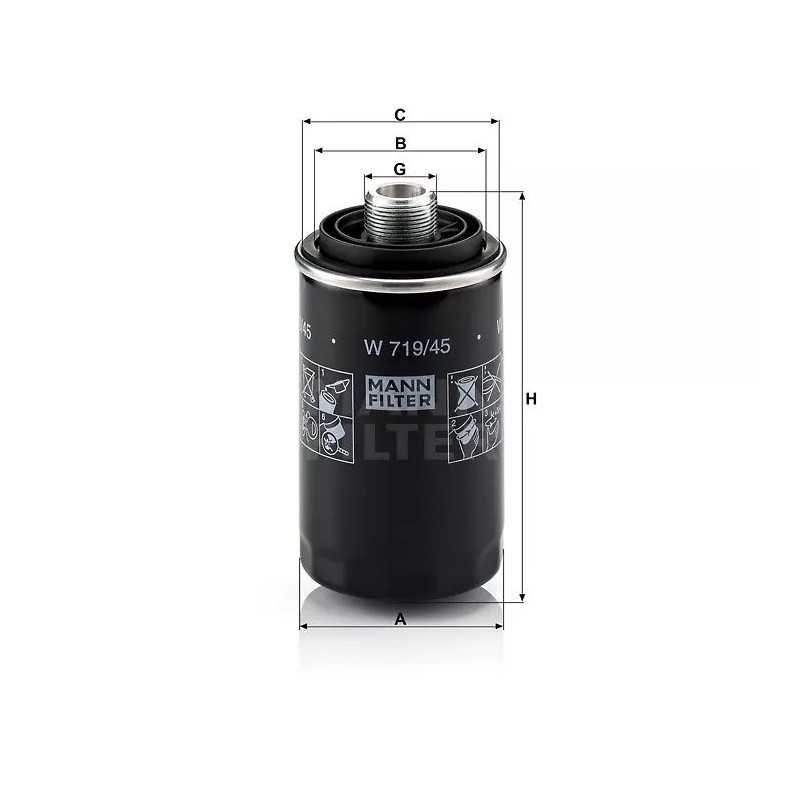 W 719/45 MANN-FILTER alyvos filtras