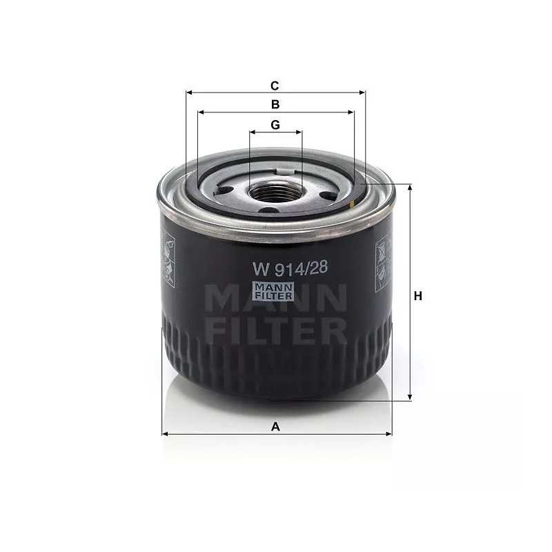W 914/28 MANN-FILTER alyvos filtras
