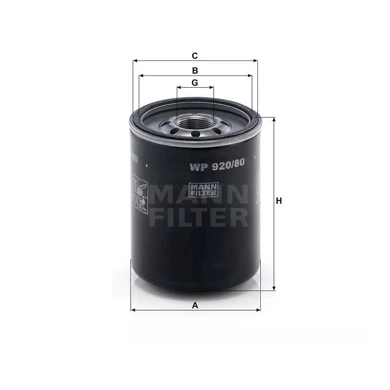 WP 920/80 MANN-FILTER alyvos filtras MITSUBISHI 1.8TD
