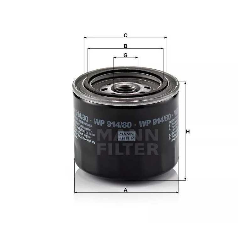 WP 914/80 MANN-FILTER alyvos filtras TOYOTA CAMRY 2.0TD, COROLLA 1.8D/2.0D