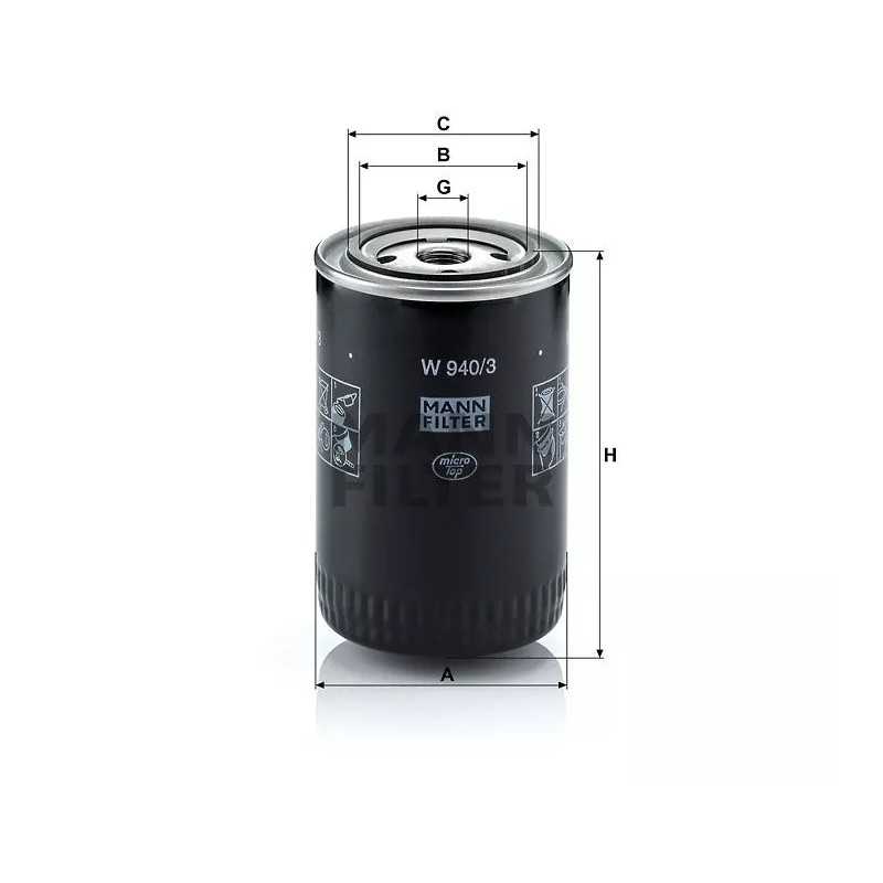 W 940/3 MANN-FILTER alyvos filtras