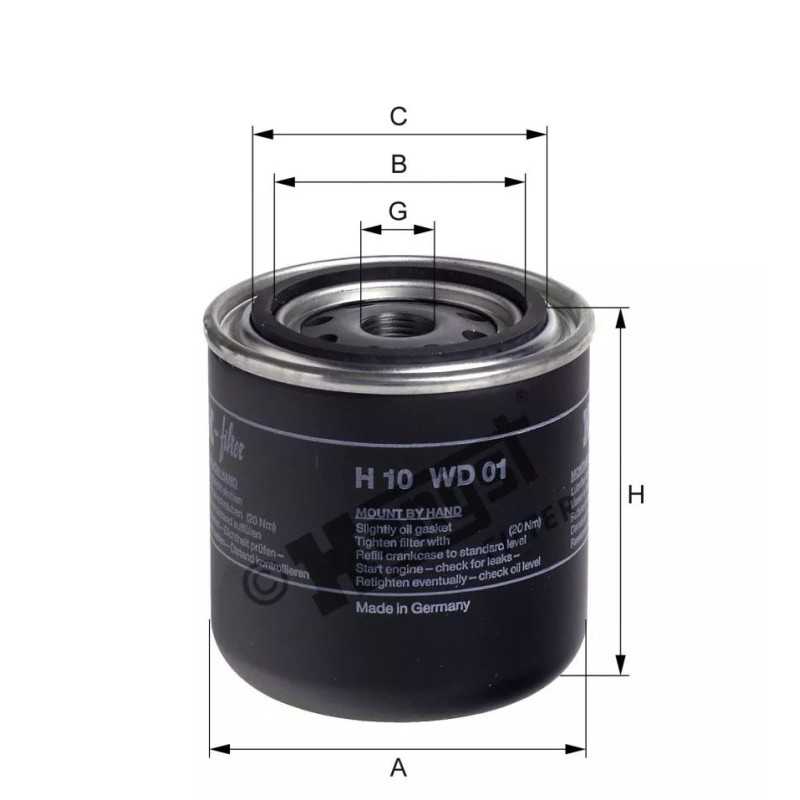 H10WD01 Hengst alyvos filtras