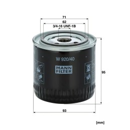 W 920/40 MANN-FILTER alyvos filtras