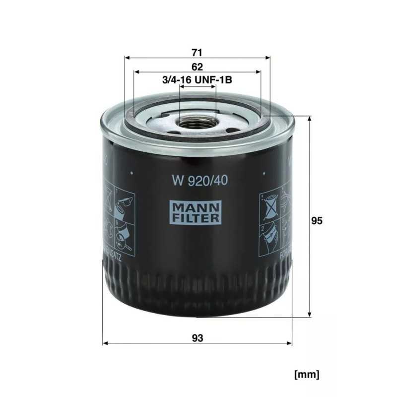 W 920/40 MANN-FILTER alyvos filtras