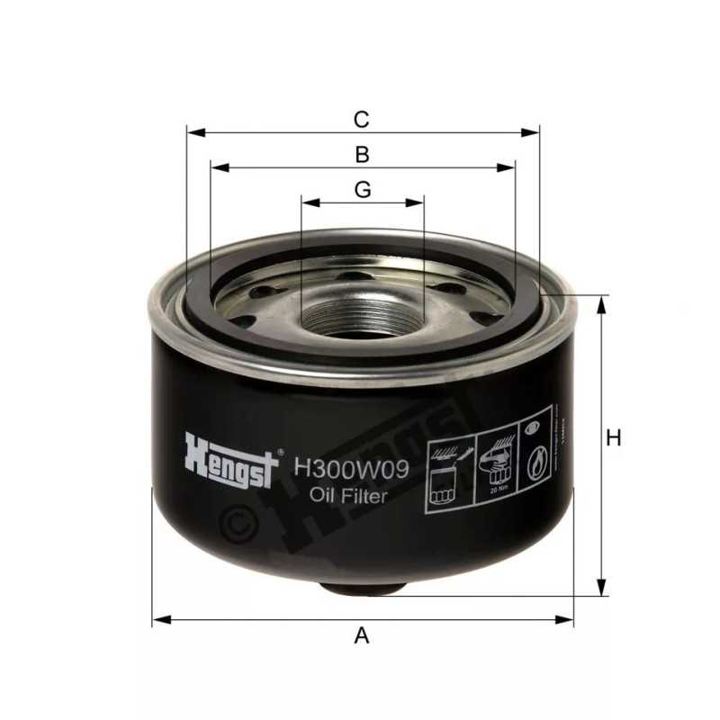 H300W09 Hengst alyvos filtras