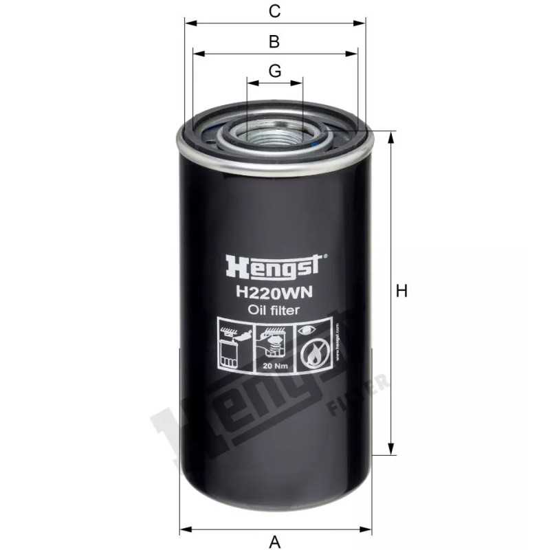 H220WN Hengst alyvos filtras