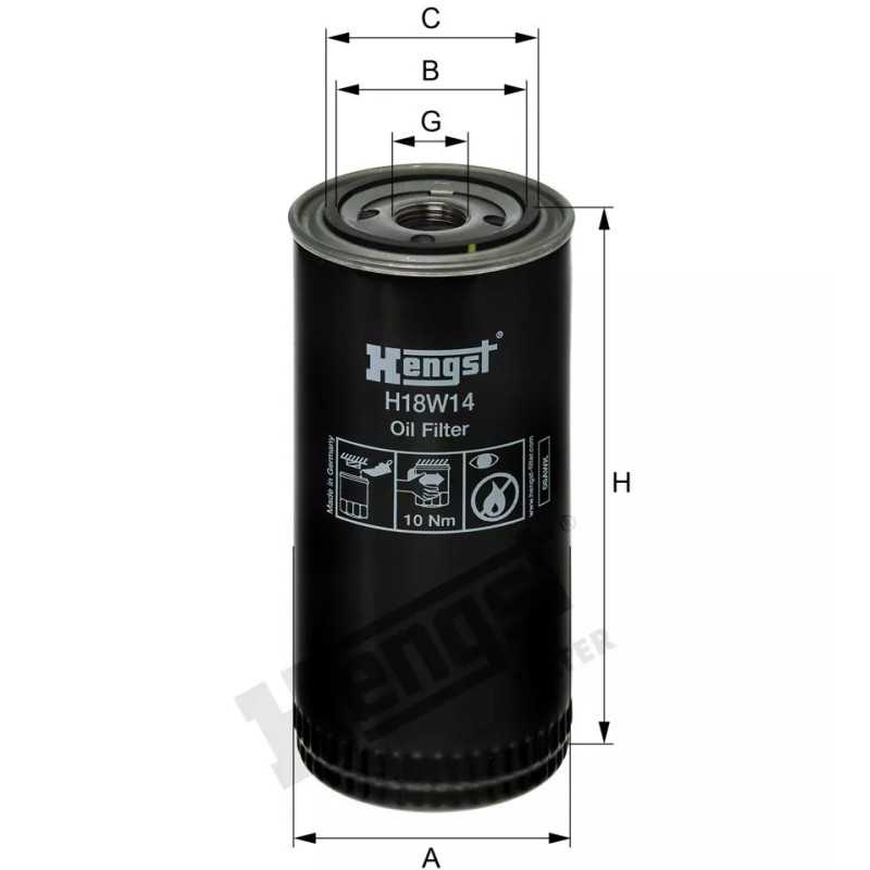 H18W14 Hengst alyvos filtras