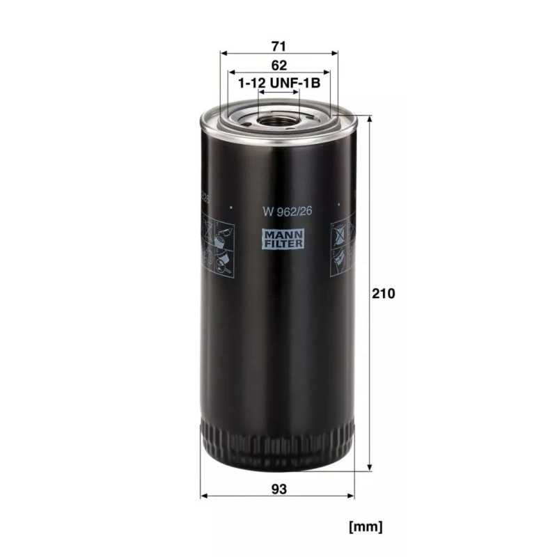 W 962/26 MANN-FILTER alyvos filtras