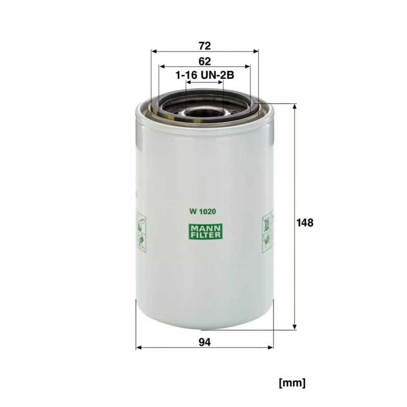 W 1020 MANN-FILTER alyvos filtras