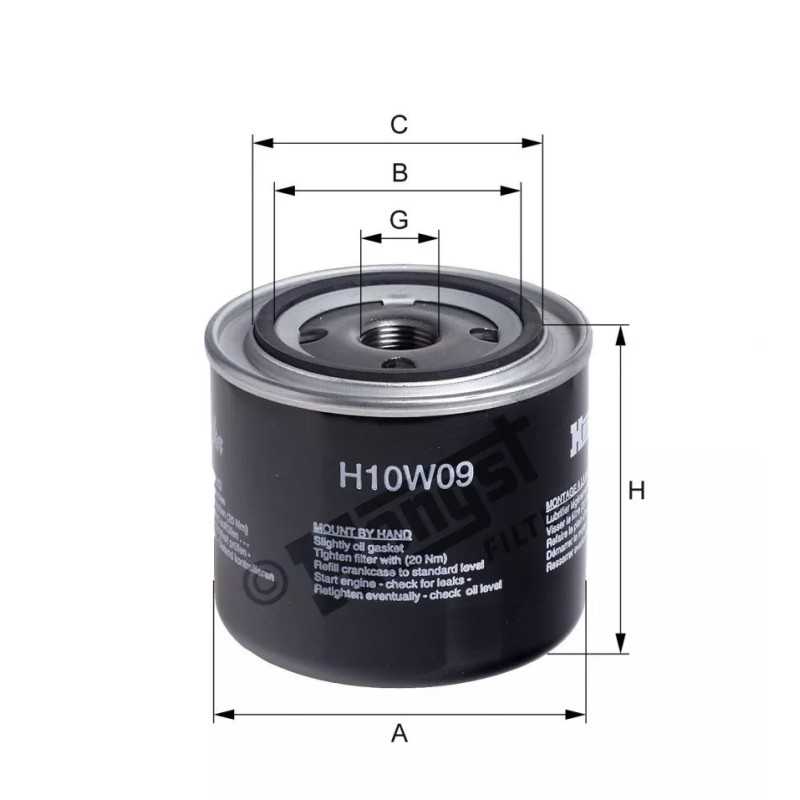 H10W09 Hengst alyvos filtras