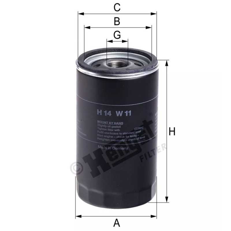 H14W11 Hengst alyvos filtras