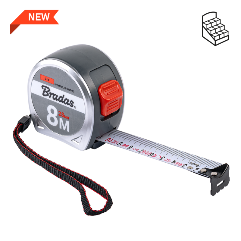 8 m / 25 mm matavimo juosta -DIY-MTWL12-0825/KD