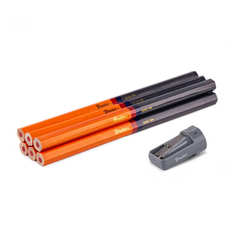 Statybinių pieštukų rinkinys su drožtuku 180 mm HEX -DIY-PC1HX18/S6B