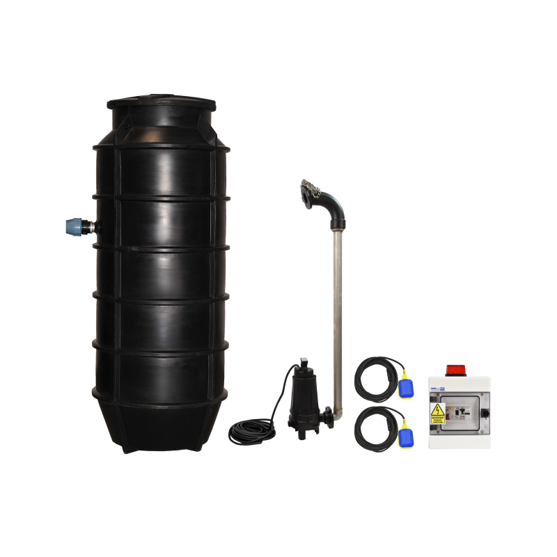 PSI/3ce4 - buitinė siurblinė su kompaktišku 1,1 kW 3 fazių siurbliu su laisvumo funkcija. Perdavimas 50 mm