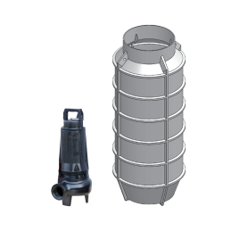 PSI/3ce4 - buitinė siurblinė su kompaktišku 1,1 kW 3 fazių siurbliu su laisvumo funkcija. Perdavimas 50 mm