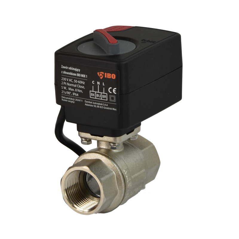 Uždarymo vožtuvas su IBO MIX 1 / DN.20 230V AC, 2 padėčių NC - normaliai uždarytas
