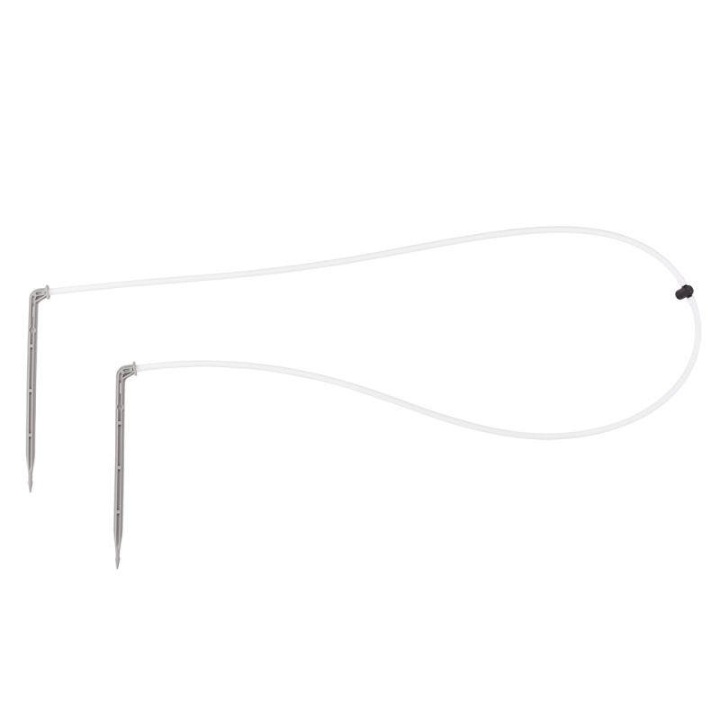 2x ilgi kampiniai laistymo antgaliai 2,2 l/val. su dvipuse jungtimi, 2x PE žarna 50 cm -DSK-3222L