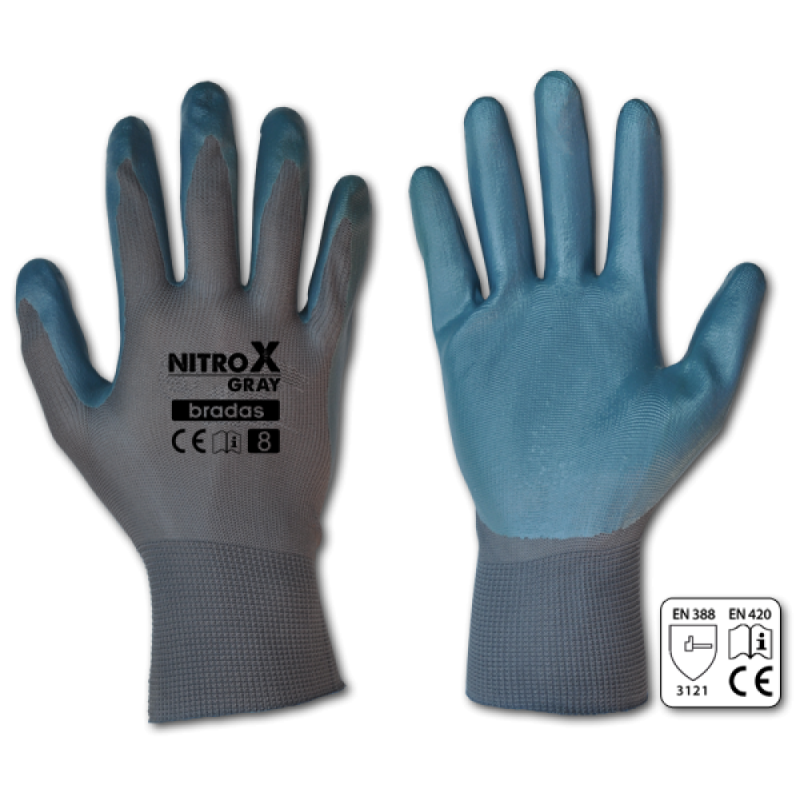 NITROX GRAY nitrilo apsauginės pirštinės, 9 dydis -RWNGY9