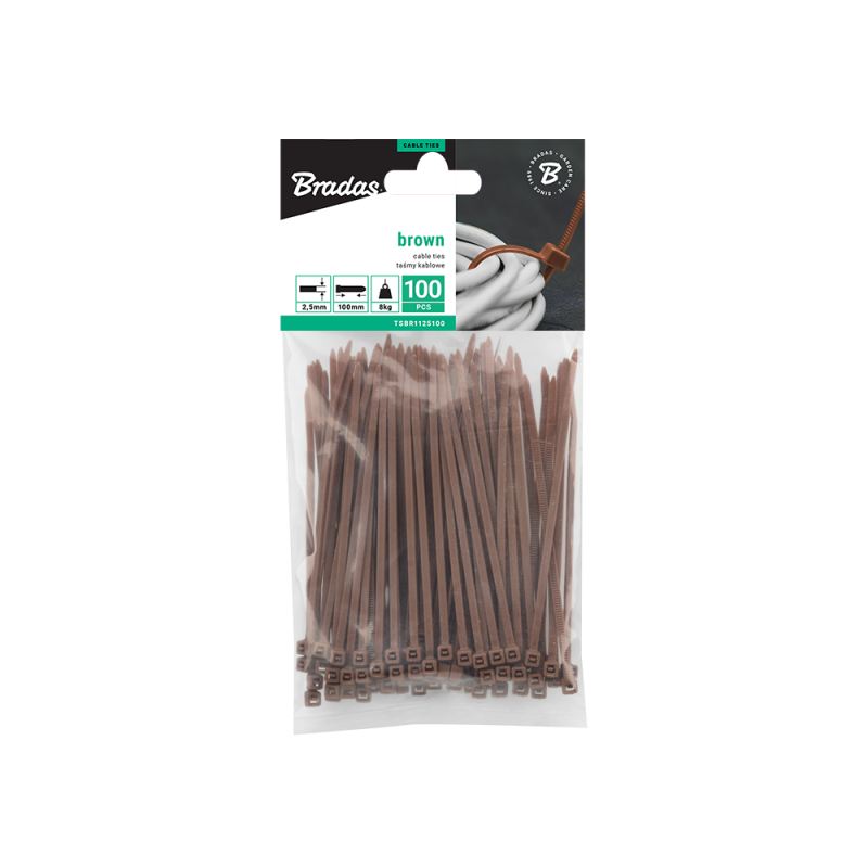 Kabelių juosta 2,5 x 150 mm RUDOS spalvos 100 vnt. -TSBR1125150