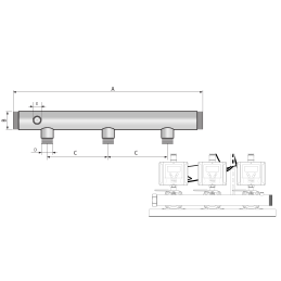 Kolektorius (2) hidraulinis sraigtas 2 "+2x1 1/4" 6501
